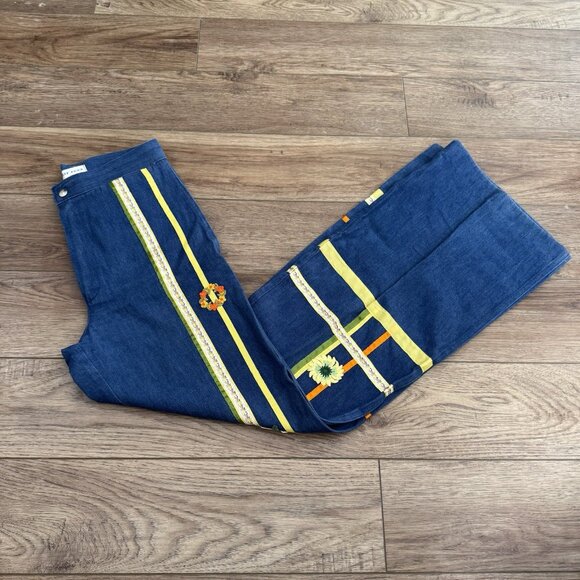 Vintage 70s Petit Fors Floral Flared Jeans - Picture 5 of 15